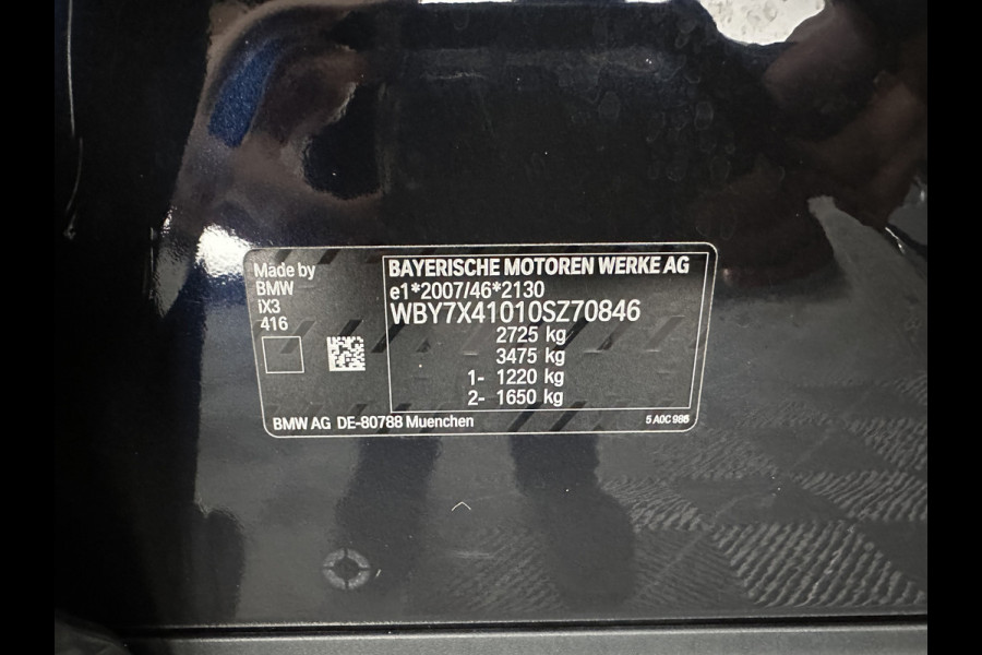 BMW iX3 High Executive 80 kWh [ 3-Fase ] {SOH-97%} (INCL-BTW) Aut. *PANO | HEAD-UP | LEATHER | HARMAN/KARDON | FULL-LED | BLINDSPOT | MEMORY-PACK | DIGI-COCKPIT | HEATED-SPORTSEATS | KEYLESS | TOPVIEW | DAB+ | NAVI-FULLMAP | 20''ALU*