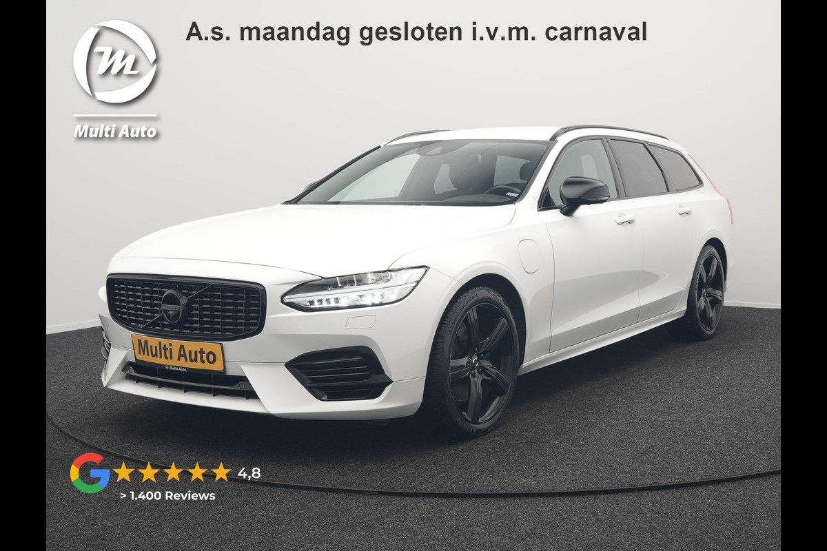 Volvo V90 T8 AWD R-Design Plug In Hybrid 394pk Dealer O.H. PHEV | Adaptive Cruise | 360 Camera | Black Optic | Alcantara Sportstoelen Memory & Verwarmd | Apple Carplay | Keyless | Blis | Virtual | Navigatie | 19"L.M |