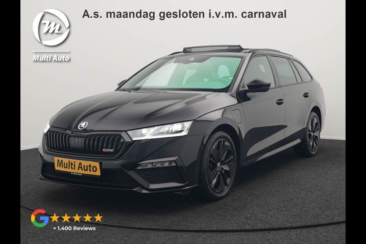 Škoda Octavia Combi 1.4 TSI RS iV Plug In Hybrid 245pk Dealer O.H. PHEV | Panodak | Head Up | Adaptive Cruise | Apple Carplay | Canton Audio | Crystal LED | RS Sportstoelen Verwarmd | Keyless | Front & Lane Assist | Sportstuur Verwarmd | Navigatie | DAB |