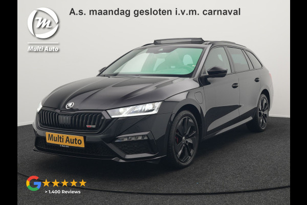 Škoda Octavia Combi 1.4 TSI RS iV Plug In Hybrid 245pk Dealer O.H. PHEV | Panodak | Head Up | Adaptive Cruise | Apple Carplay | Canton Audio | Crystal LED | RS Sportstoelen Verwarmd | Keyless | Front & Lane Assist | Sportstuur Verwarmd | Navigatie | DAB |