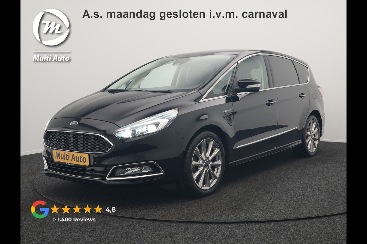 Ford S-Max 2.0 Vignale 7 Persoons 241pk Dealer O.H. | Panodak | Adaptive Cruise | 360 Camera | Lederen Comfortstoelen Memory & Verwarmd | Apple Carplay | Stuur Verwarmd | Keyless | Sfeerverlichting | Blis | Navigatie | DAB |