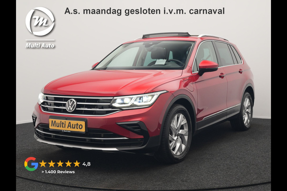 Volkswagen Tiguan 1.4 TSI eHybrid Elegance Plug In Hybrid 245pk Dealer O.H. PHEV | Trekhaak Af Fabriek | Panodak | Head Up | Adaptive Cruise | 360 Camera | Alcantara Stoelen Massage & Verwarmd | IQ Light | Sfeerverlichting | Stuur Verwarmd | Apple Carplay |
