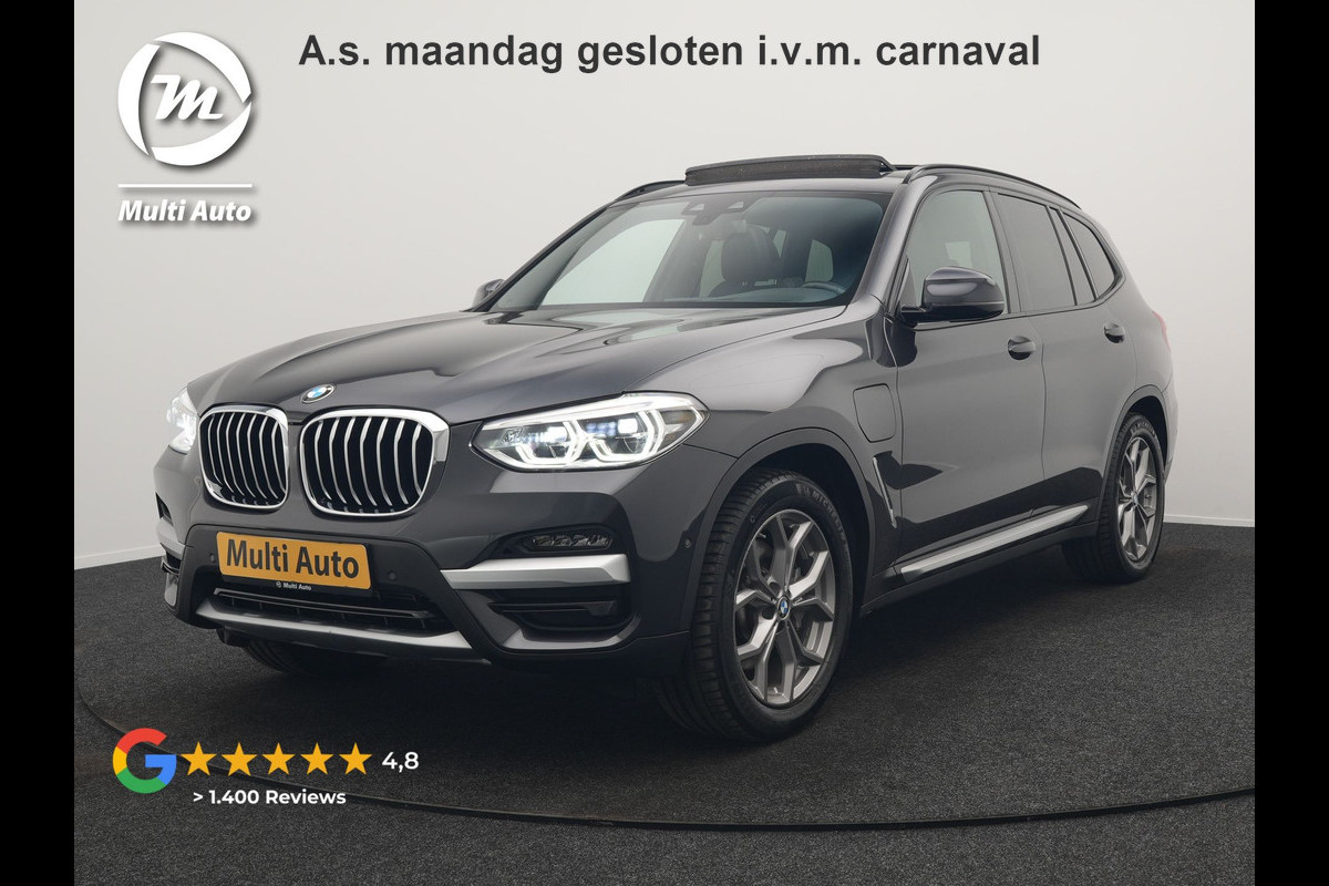 BMW X3 xDrive30e xLine Plug In Hybrid 293pk Dealer O.H PHEV | Trekhaak Af Fabriek | Panodak | Head Up | Adaptive LED | Lederen Sportstoelen Verwarmd | Keyless | Apple Carplay | Cruise Control | M Sportstuur | Navigatie | Virtual | DAB |