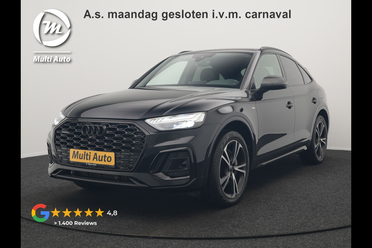 Audi Q5 Sportback 55 TFSI e Quattro 2x S-Line Plug In Hybrid 367pk PHEV | Luchtvering | Sfeerverlichting | Bang & Olufsen | Valcona Sportstoelen Verwarmd | Camera | Apple Carplay | Virtual | Keyless | Navigatie | DAB | 20"L.M |