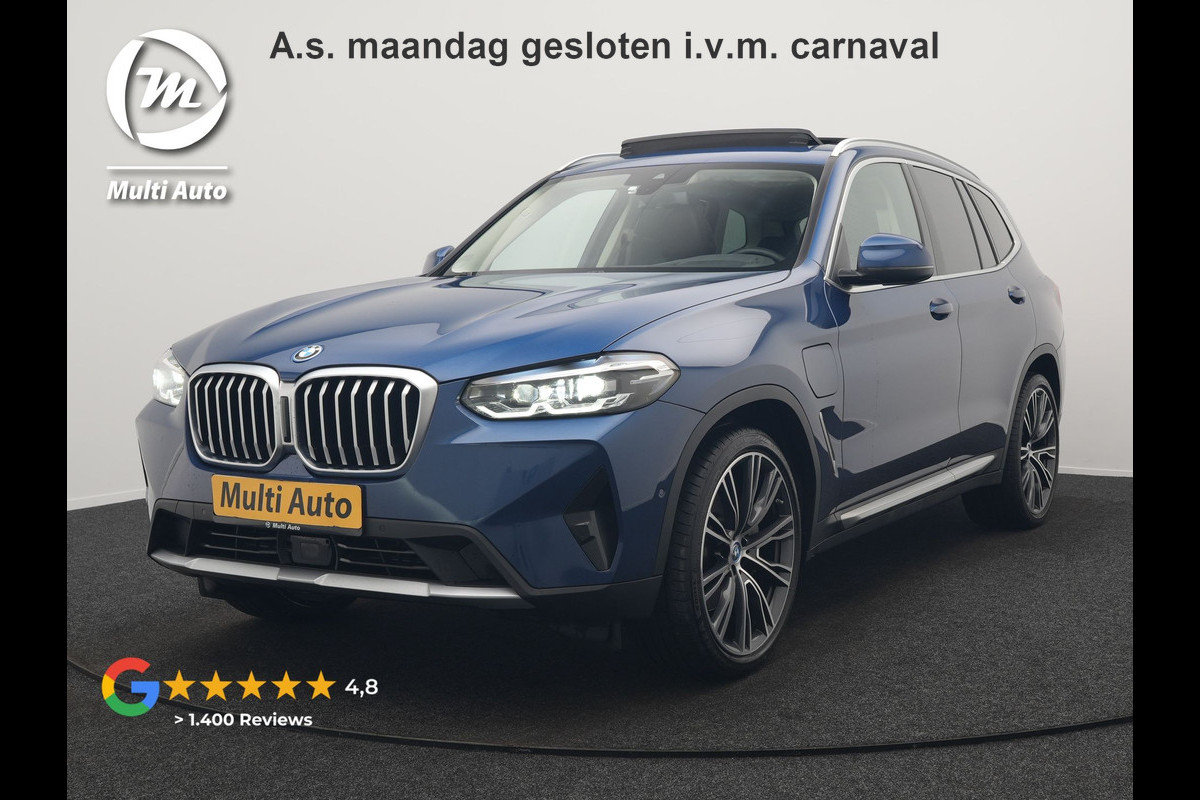BMW X3 xDrive30e Business Edition Plus Plug In Hybrid 293pk FACELIFT Dealer O.H. PHEV | Trekhaak Af Fabriek | Panodak | Head Up | Adaptive Cruise | Adaptief Onderstel | Lederen Sportstoelen Memory & Ventilatie | Camera | Keyless | Apple Carplay | Navigatie | Virtual |