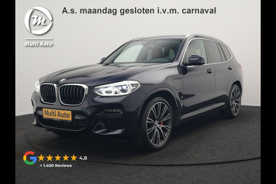 BMW X3 xDrive30e M Sport Plug In Hybrid 293pk Dealer O.H. PHEV | Trekhaak Af Fabriek | Head Up | 360 Camera | Adaptief Onderstel | Lederen Sportstoelen & Stuur Verwarmd | Sfeerverlichting | Keyless | Blis | Navigatie | DAB | Virtual |