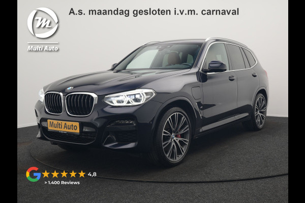 BMW X3 xDrive30e M Sport Plug In Hybrid 293pk Dealer O.H. PHEV | Trekhaak Af Fabriek | Head Up | 360 Camera | Adaptief Onderstel | Lederen Sportstoelen & Stuur Verwarmd | Sfeerverlichting | Keyless | Blis | Navigatie | DAB | Virtual |