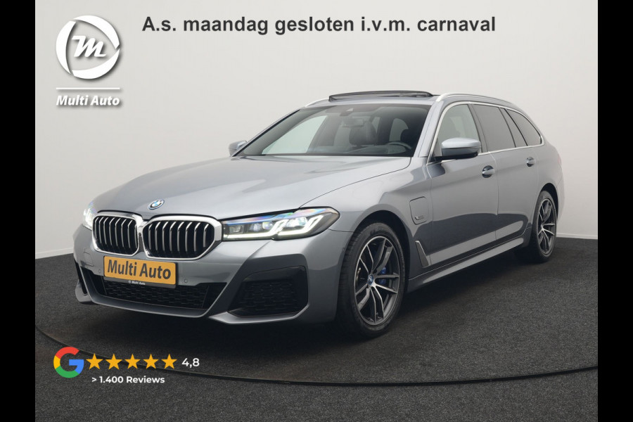 BMW 5 Serie Touring 530e xDrive M Sport Plug In Hybrid 293pk Dealer O.H. PHEV | Panodak | Head Up | Laser LED | 360 Camera | Harman & Kardon | Sfeerverlichting | Alcantara Sportstoelen Verwarmd | Keyless | Blis | Virtual | Navigatie | DAB |