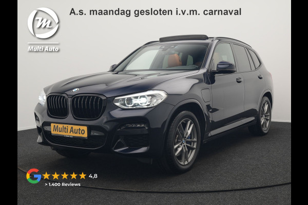 BMW X3 xDrive30e M Sport Plug In Hybrid 293pk Dealer O.H. PHEV | Panodak | Sfeerverlichting | Lederen Sportstoelen Memory & Verwarmd | Stuur Verwarmd | Apple Carplay | Keyless | Cruise Control | Navigatie | DAB | 19"L.M |