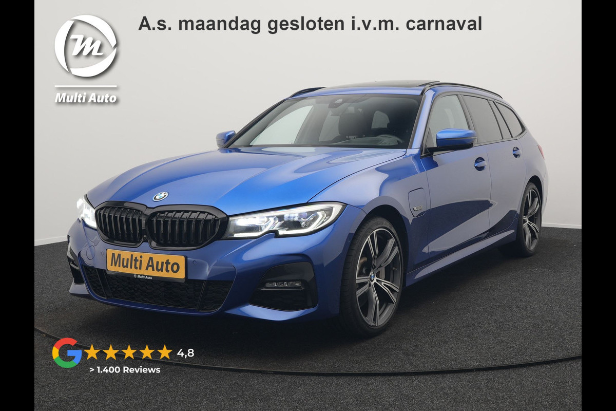 BMW 3 Serie Touring 330e M Sport Plug In Hybrid 293pk Dealer O.H. PHEV | Panodak | Head Up | Laser LED | Adaptief Onderstel | Camera | Alcantara Sportstoelen Memory & Verwarmd | Sfeerverlichting | Apple Carplay | Keyless | Blis | 19"L.M | Virtual | DAB |