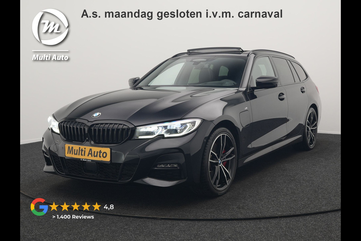 BMW 3 Serie Touring 330e M Sport Plug In Hybrid 293pk Dealer O.H. PHEV | Trekhaak Af Fabriek | Panodak | Head Up | Adaptive Cruise | 360 Camera | Laser LED | Lederen Sportstoelen Memory & Verwarmd | Apple Carplay | Sfeerverlichting | 19"L.M |