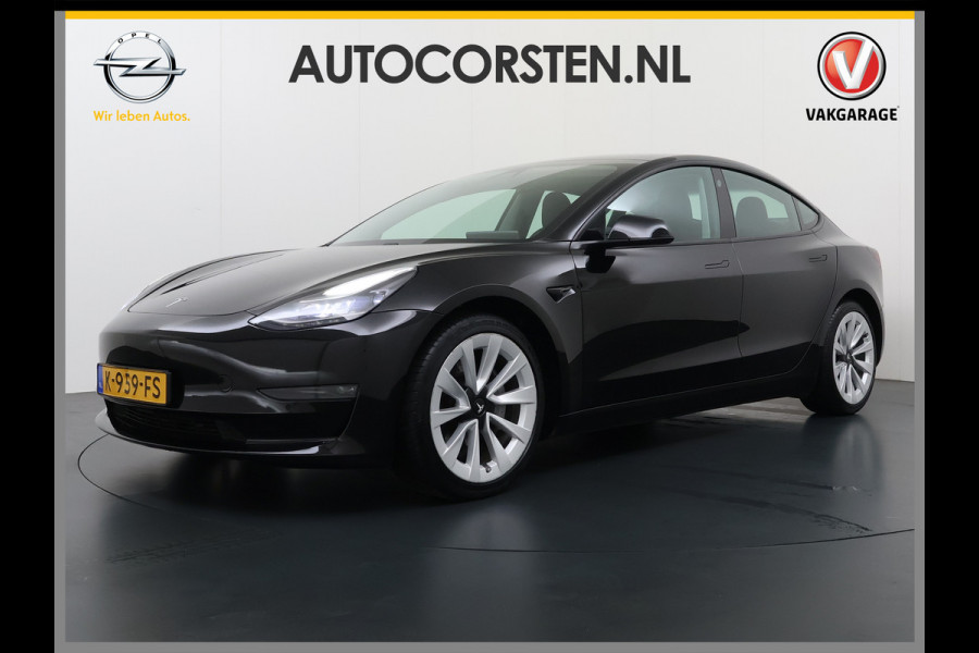 Tesla Model 3 Long Range AWD 75kWh Facelift Warmtepomp Lmv 19" AutoPilot Leder Panoramadak Adaptive-Cruise Camera's Elektr.-Stuur+Stoelen+Spie Navi LED DAB Voorverwarmen interieur Keyless One-Pedal-Drive 4WD SOH 87% Origineel Nederlandse Auto Fabrieksgarantie op Accu en Motor tot 21-12-2028/192.00km