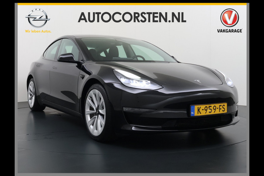 Tesla Model 3 Long Range AWD 75kWh Facelift Warmtepomp Lmv 19" AutoPilot Leder Panoramadak Adaptive-Cruise Camera's Elektr.-Stuur+Stoelen+Spie Navi LED DAB Voorverwarmen interieur Keyless One-Pedal-Drive 4WD SOH 87% Origineel Nederlandse Auto Fabrieksgarantie op Accu en Motor tot 21-12-2028/192.00km