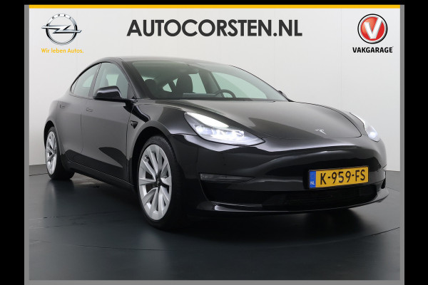 Tesla Model 3 Long Range AWD 75kWh Facelift Warmtepomp Lmv 19" AutoPilot Leder Panoramadak Adaptive-Cruise Camera's Elektr.-Stuur+Stoelen+Spie Navi LED DAB Voorverwarmen interieur Keyless One-Pedal-Drive 4WD SOH 87% Origineel Nederlandse Auto Fabrieksgarantie op Accu en Motor tot 21-12-2028/192.00km