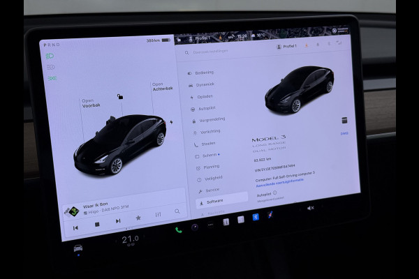 Tesla Model 3 Long Range AWD 75kWh Facelift Warmtepomp Lmv 19" AutoPilot Leder Panoramadak Adaptive-Cruise Camera's Elektr.-Stuur+Stoelen+Spie Navi LED DAB Voorverwarmen interieur Keyless One-Pedal-Drive 4WD SOH 87% Origineel Nederlandse Auto Fabrieksgarantie op Accu en Motor tot 21-12-2028/192.00km