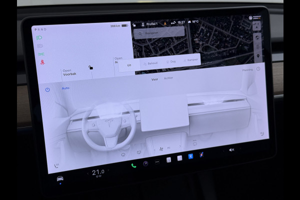 Tesla Model 3 Long Range AWD 75kWh Facelift Warmtepomp Lmv 19" AutoPilot Leder Panoramadak Adaptive-Cruise Camera's Elektr.-Stuur+Stoelen+Spie Navi LED DAB Voorverwarmen interieur Keyless One-Pedal-Drive 4WD SOH 87% Origineel Nederlandse Auto Fabrieksgarantie op Accu en Motor tot 21-12-2028/192.00km