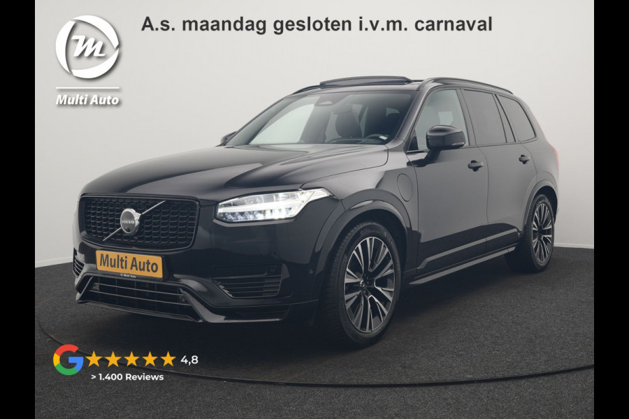 Volvo XC90 T8 Recharge AWD Ultimate Dark Plug In Hybrid Long Range 7 Zits 456pk Dealer O.H PHEV | Luchtvering | Trekhaak Af Fabriek | Panodak | Bowers & Wilkins | 360 Camera | Head Up | Adaptive Cruise | Lederen Sportstoelen Memory & Verwarmd | Keyless | Navigatie | Blis | Virtual