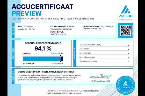 Volkswagen ID.3 First Plus 58 kWh | SO: 94,1% | Matrix LED | Adaptive CC | Climate | Navi | Camera |
