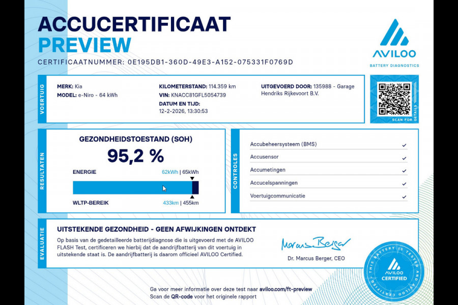 Kia e-Niro ExecutiveLine 64 kWh | SOH: 95,2% | Leder | Climate | Stoel&Stuur Verwarming | Memory Seat | Navi | Adaptive CC |