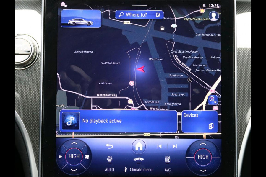 Mercedes-Benz C-Klasse 300 e Business Solution AMG AMG Line | Panorama Schuif-Kanteldak | Distronic | Lederen bekleding | Alarm | Parkeerpakket met 360°-camera | 20 Inch AMG Velgen. Inclusief 24 maanden Mercedes-Benz Certified garantie voor Europa.