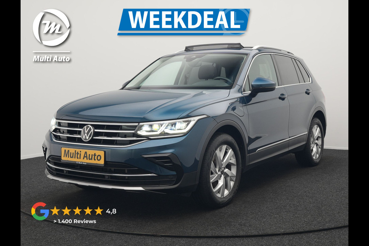 Volkswagen Tiguan 1.4 TSI eHybrid Elegance Plug In Hybrid 245pk PHEV | Panodak | IQ Light | Adaptive Cruise | Alcantara Sportstoelen Verwarmd | Apple Carplay | Sfeerverlichting | Stuur Verwarmd | Navigatie | Virtual | DAB |