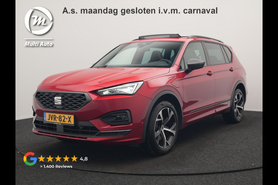 Seat Tarraco 1.4 TSI e-Hybrid FR Plug In Hybrid 245pk PHEV | Trekhaak Af Fabriek | Panodak | Adaptive Cruise | 360 Camera | Alcantara Sportstoelen Memory & Verwarmd | Sfeerverlichting | Stuur Verwarmd | Apple Carplay | Keyless | Blis | D