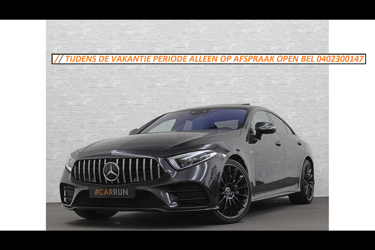 Mercedes-Benz CLS-Klasse 450 4MATIC Edition 1 AMG-Line | 360 Camera | Leder-Exclusief | ACC | Burmester | Schuifdak | Multibeam-LED | Sfeerverlichting | Memory | Stoelverwarming V+A | IWC-Klokje | ISO-Glas | 20'' | Dodehoek | Lane Assist | Carplay |