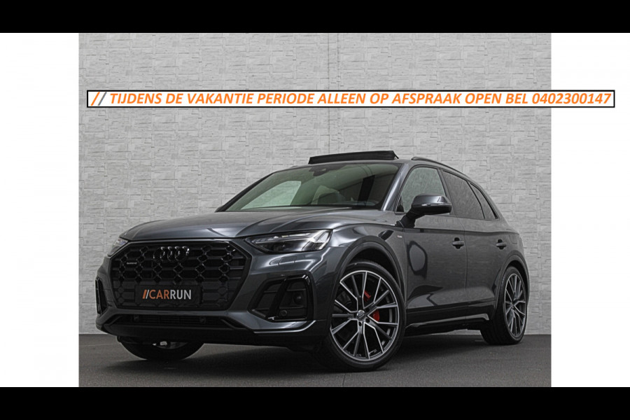 Audi Q5 300pk Hybrid S-Line | Luchtvering | Panorama | ACC | B&O Sound | Massage | Trekhaak | Matrix-LED | Head-Up | Sfeerverlichting | Leder | ISO-Glas | 3-Zone Clima | Standkachel | Bekerhouder Koeling/Verwarming | Stoelverwarming V+A | Zwarte Hemel | Carplay | Zonwering |