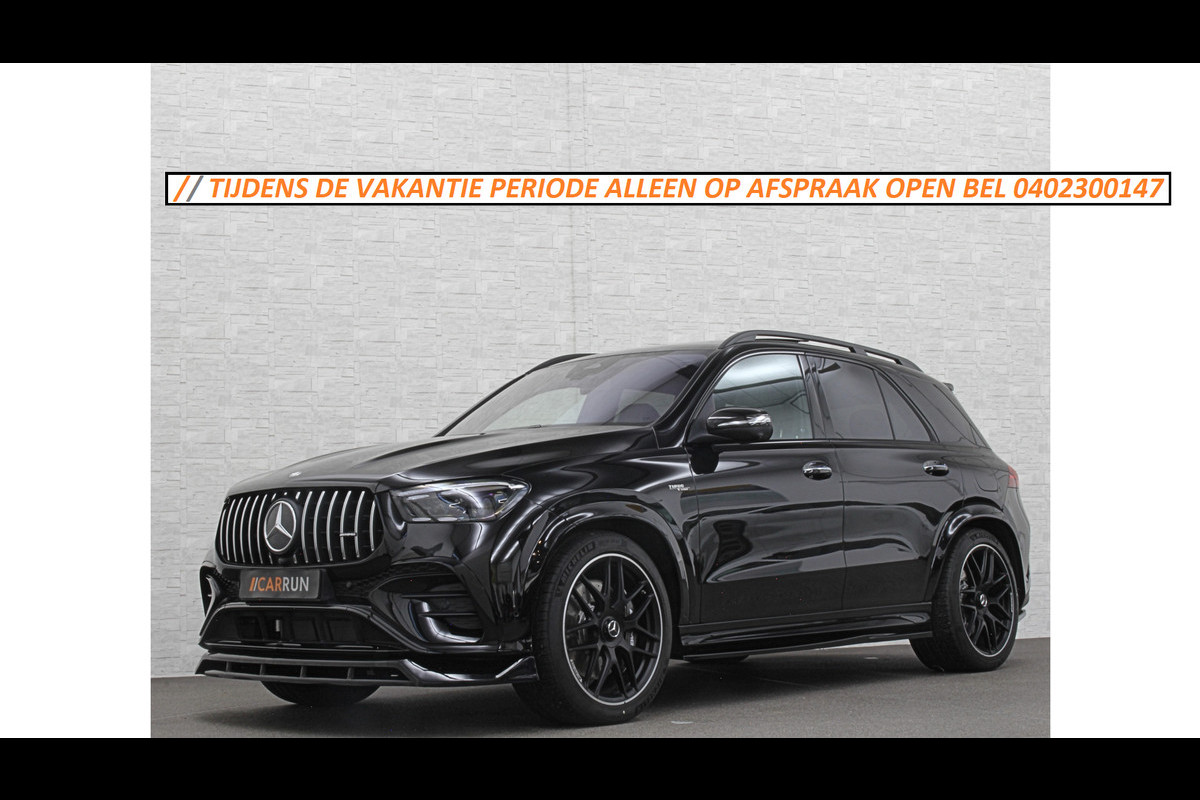 Mercedes-Benz GLE AMG 53 Hybrid 4MATIC+ | Nieuw! | Panorama | Massage | Soft-Close | ACC | 360 Camera | Stoelventilatie | Head-Up | Burmester | Trekhaak | Carbon | Stoelverwarming V+A | 4-Zone Clima | AMG Drive-Unit | ISO & Warmtewerend Glas | 22 Inch | Keyless-Go | Night-Pakket | Memory | Luchtvering | Parfumering | Carplay | Stuurverwarming | Rij assistent pakket + | Bekerhouder Clima | Draadloos Laden |
