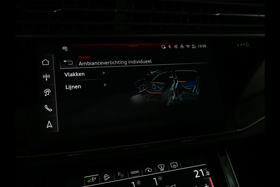 Audi Q8 60 TFSI e quattro | Audi Exclusive | B&O Advanced | S-seats met massage | Soft close | Adaptive cruise | Carbon inleg | Ambiance interieur | 360 camera | Verwarmbaar stuurwiel | Trekhaak