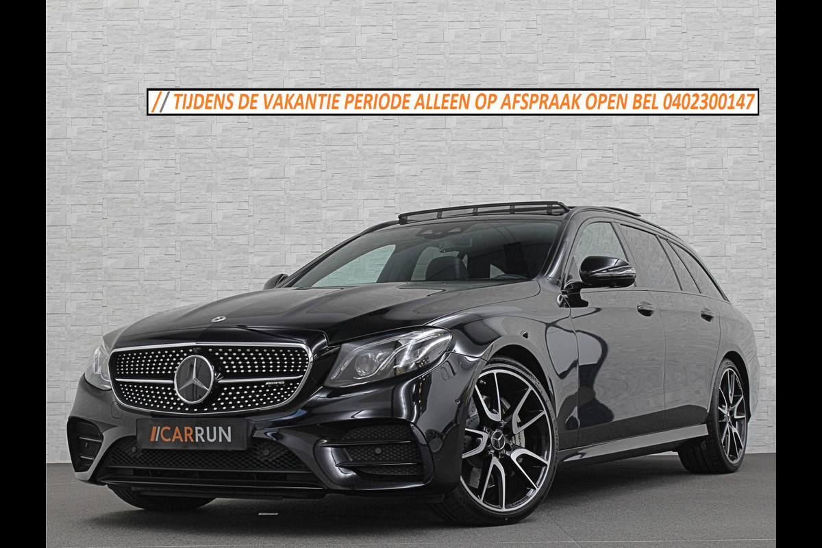 Mercedes-Benz E-Klasse Estate 53 AMG 4MATIC | Luchtvering | 360 View | Burmester | Distronic+ | Memory | Multibeam-LED | Bovag Garantie | Widescreen | Panorama | Leder | Trekhaak | Sfeerverlichting | Night-Pakket | 20'' | Carplay | Stoelverwarming |