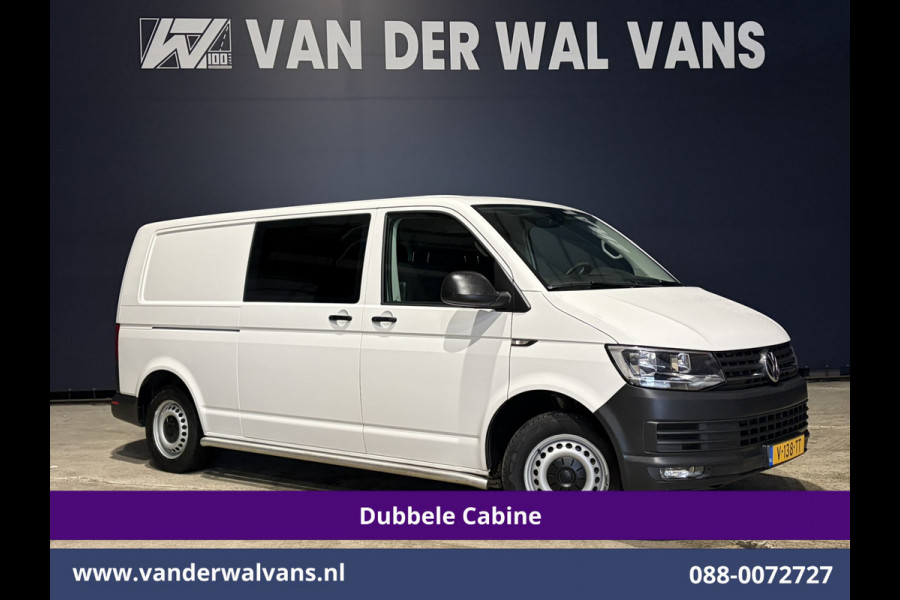 Volkswagen Transporter 2.0 TDI 150pk L2H1 Dubbele Cabine Euro6 Airco | 5-Zits | Navigatie | 2500kg Trekhaak | Apple Carplay Android Auto, Sidebars, Parkeersensoren, Achterklep