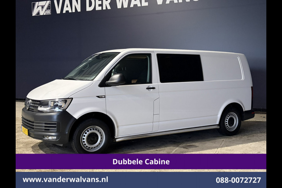 Volkswagen Transporter 2.0 TDI 150pk L2H1 Dubbele Cabine Euro6 Airco | 5-Zits | Navigatie | 2500kg Trekhaak | Apple Carplay Android Auto, Sidebars, Parkeersensoren, Achterklep