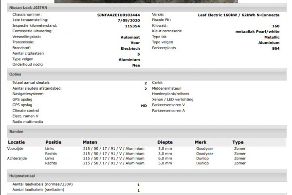 Nissan Leaf Electric+ 160kW / 62kWh SOH 94% / Pdc.+Camera /Navigatie / Airco-ecc./ Stoelverwarming / Apk 09-2026