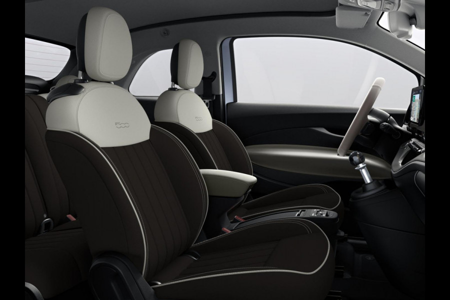 Fiat 500C Hybrid La Prima | Clima | LED | PDC | JBL Premium Audio | 17" | Camera | BSM | Canneloni Ivory/Piombo interieur