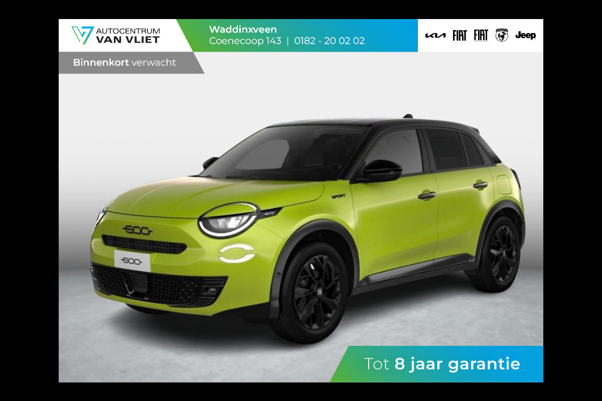 Fiat 600 1.2 145pk Hybrid Sport | Clima | Cruise | Navi | 18" | Winter Pack | Apple Carplay | BSM