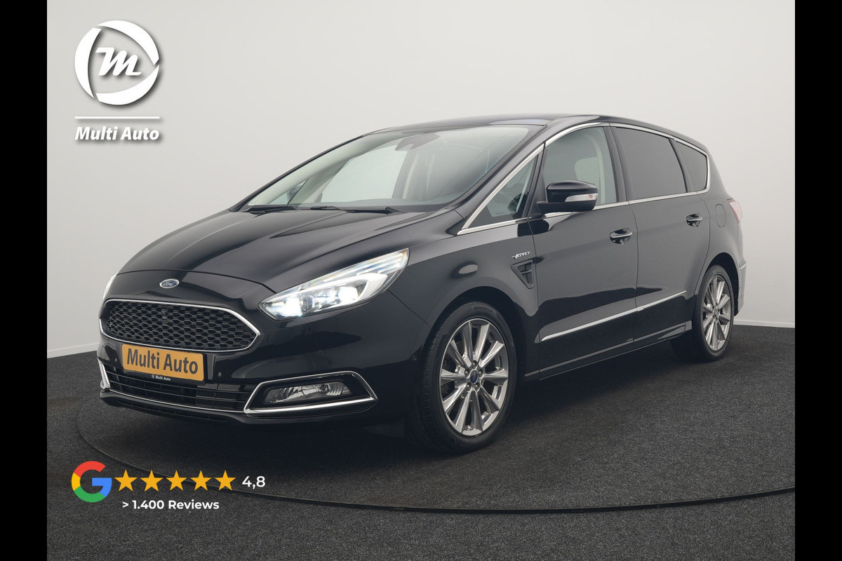 Ford S-Max 2.0 Vignale 7 Persoons 241pk Dealer O.H. | Panodak | Adaptive Cruise | 360 Camera | Lederen Comfortstoelen Memory & Verwarmd | Apple Carplay | Stuur Verwarmd | Keyless | Sfeerverlichting | Blis | Navigatie | DAB |