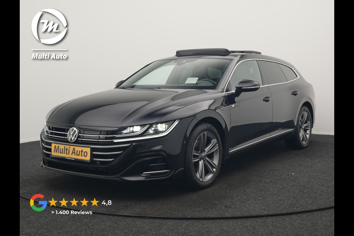 Volkswagen Arteon Shooting Brake 1.4 TSI eHybrid R-Line Business+ Plug In Hybrid 218pk Dealer O.H PHEV | Panodak | Trekhaak af Fabriek | Adaptive Cruise |  Lederen Sportstoelen Massage & Memory | 360 Camera | Head Up | Stuurverwarming | Virtual | BLIS |