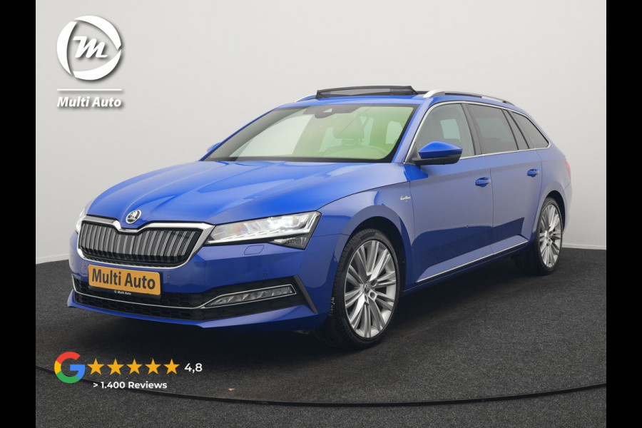 Škoda Superb Combi 1.4 TSI iV Laurin & Klemet PHEV 218pk Dealer O.H. | Trekhaak Af Fabriek | Panodak | Adaptive Cruise | 360 Camera | Lederen Sportstoelen Ventilatie & Memory & Massage | Canton Audio | Crystal LED | Stuur Verwarmd | Sfeerverlichting | Plug In