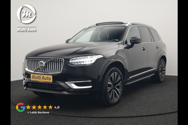 Volvo XC90 T8 Recharge AWD Plus Bright LONG RANGE Plug In Hybrid 7 Persoon 456pk Dealer O.H PHEV | Trekhaak Af Fabriek | Panodak | Adaptive Cruise | Camera | Lederen Sportstoelen Memory & Verwarmd | Pilot Assist | Blis | Keyless | Apple Carplay | Navigatie | Virtual | DAB |