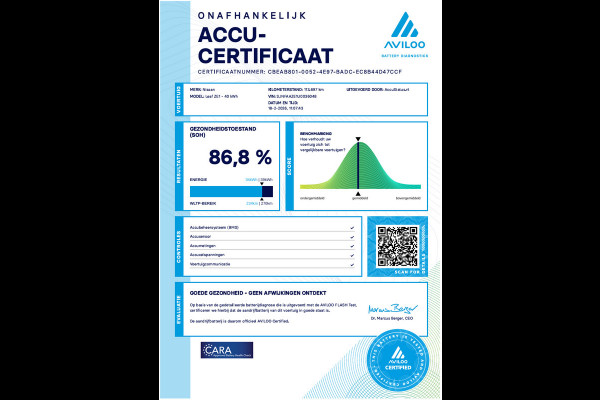 Nissan Leaf Tekna 40 kWh ProPilot SOH 86,8%, half leder, NAP