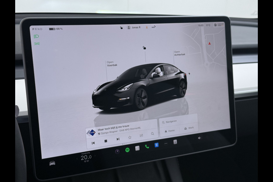 Tesla Model 3 RWD SR plus 325PK LFP Accu Ivory AutoPilot Leder Pano-dak FSD-vb. Adaptive-Cruise Camera's Elektr.-Stuur+Stoelen+Spiegels+Geheug Priv.Glasss Navi LED DAB Voorverwarmen Keyless One-Pedal-Drive Lmv 18" SOH 89% 1e Eigenaar Origineel Nederlandse Auto Fabrieks Garantie op Accu en Motor tot 23-08-2031 / 160.000km