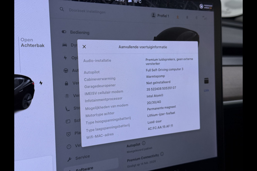 Tesla Model 3 RWD SR+ NW Model 60kWh LFP 283PK Warmtepomp Elektr.A-klep Sentry Mode Stoel+Bankverwarmd FSD 18" Premium Luidspr. AutoPilot Leer Navi LED Comfortstoelen ACC DAB Keyless en Voorverwarmen interieur via App One-Pedal-Drive Origineel Nederlandse auto Garantie Accu/Motor tot 14-06-2029 max 160.000km