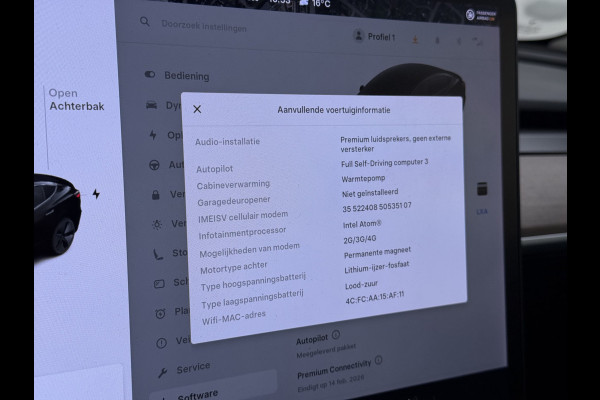 Tesla Model 3 RWD SR+ NW Model 60kWh LFP 283PK Warmtepomp Elektr.A-klep Sentry Mode Stoel+Bankverwarmd FSD 18" Premium Luidspr. AutoPilot Leer Navi LED Comfortstoelen ACC DAB Keyless en Voorverwarmen interieur via App One-Pedal-Drive Origineel Nederlandse auto Garantie Accu/Motor tot 14-06-2029 max 160.000km