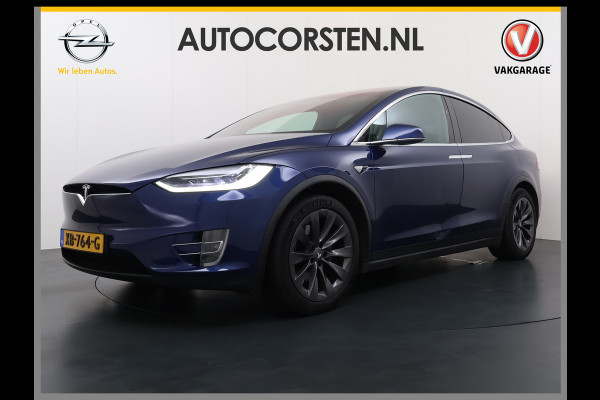 Tesla Model X 100D 20" Trekhaak Leder Luchtvering Adaptive Cruise AutoPilot Panoramadak Vleugeldeuren Camera's Elektr.Stoelen/Stuur+Verwarmd+G Adaptieve koplampen Lmv 20" Led Elektr.-Achterklep Bordherkenning Verwarmde Sproeiers-bladen Carbon Sentry Mode Valet mode 2250 kg Trekvermogen! € 124.700 nieuw !