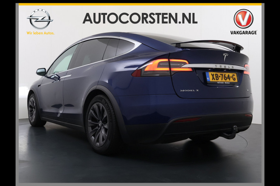 Tesla Model X 100D 20" Trekhaak Leder Luchtvering Adaptive Cruise AutoPilot Panoramadak Vleugeldeuren Camera's Elektr.Stoelen/Stuur+Verwarmd+G Adaptieve koplampen Lmv 20" Led Elektr.-Achterklep Bordherkenning Verwarmde Sproeiers-bladen Carbon Sentry Mode Valet mode 2250 kg Trekvermogen! € 124.700 nieuw !