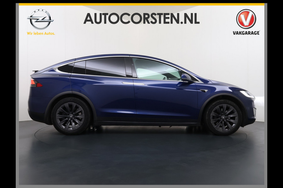 Tesla Model X 100D 20" Trekhaak Leder Luchtvering Adaptive Cruise AutoPilot Panoramadak Vleugeldeuren Camera's Elektr.Stoelen/Stuur+Verwarmd+G Adaptieve koplampen Lmv 20" Led Elektr.-Achterklep Bordherkenning Verwarmde Sproeiers-bladen Carbon Sentry Mode Valet mode 2250 kg Trekvermogen! € 124.700 nieuw !