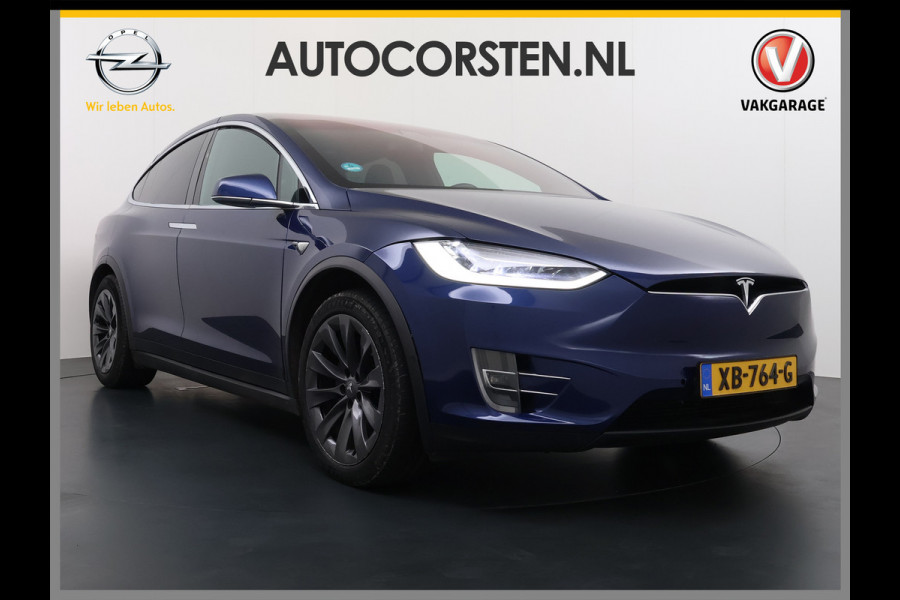 Tesla Model X 100D 20" Trekhaak Leder Luchtvering Adaptive Cruise AutoPilot Panoramadak Vleugeldeuren Camera's Elektr.Stoelen/Stuur+Verwarmd+G Adaptieve koplampen Lmv 20" Led Elektr.-Achterklep Bordherkenning Verwarmde Sproeiers-bladen Carbon Sentry Mode Valet mode 2250 kg Trekvermogen! € 124.700 nieuw !