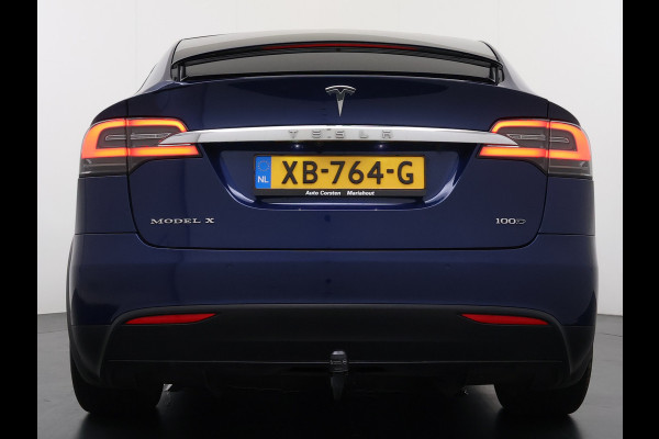 Tesla Model X 100D 20" Trekhaak Leder Luchtvering Adaptive Cruise AutoPilot Panoramadak Vleugeldeuren Camera's Elektr.Stoelen/Stuur+Verwarmd+G Adaptieve koplampen Lmv 20" Led Elektr.-Achterklep Bordherkenning Verwarmde Sproeiers-bladen Carbon Sentry Mode Valet mode 2250 kg Trekvermogen! € 124.700 nieuw !