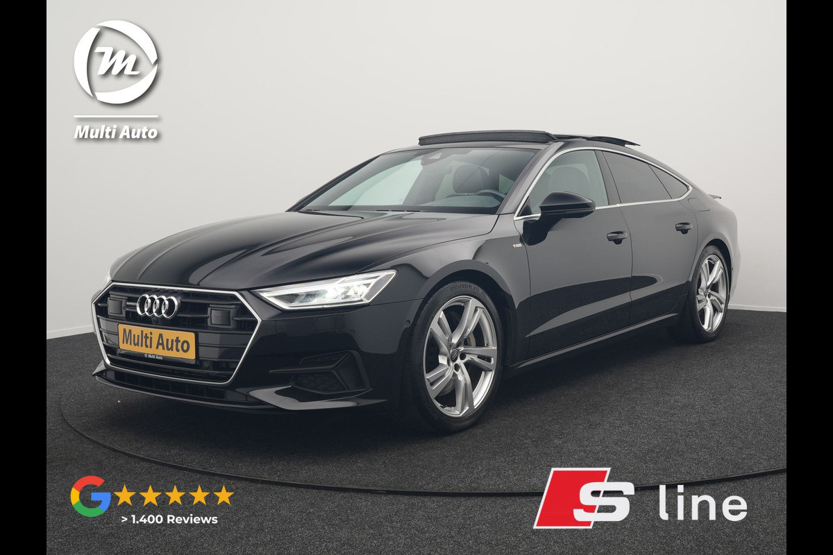 Audi A7 Sportback 50 TFSI e quattro S Line Plug In Hybrid 299pk Dealer O.H PHEV | Panodak | Adaptive Cruise | 360 Camera | Alcantara Sportstoelen Memory & Verwarmd | Apple Carplay | Blis | Navigatie | Virtual | DAB | 20"L.M |